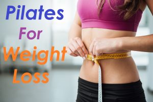 Pilates for weight loss, woman measuring waist